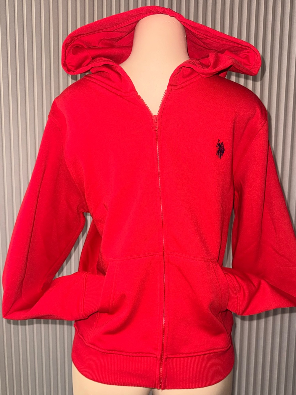 U.S. Polo Assn. Kids Bright Red Hooded Zip Jacket